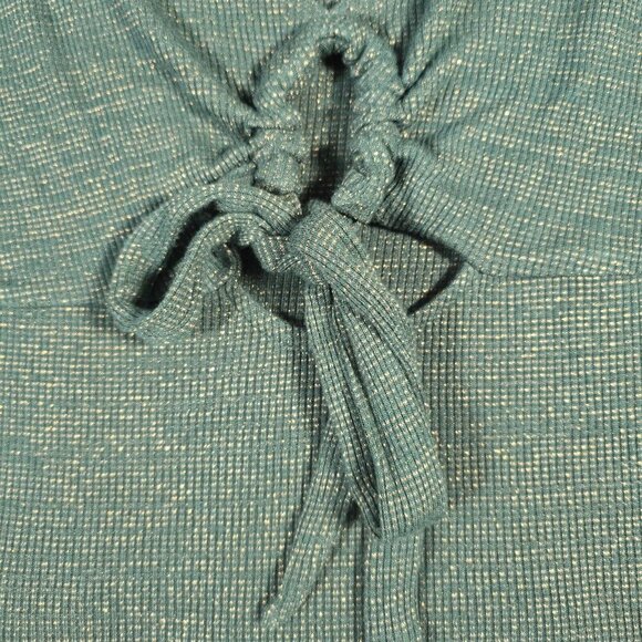 Intimately Free People Women Top Size Large Green Metallic Boho Flare Sleeve - Picture 5 of 12